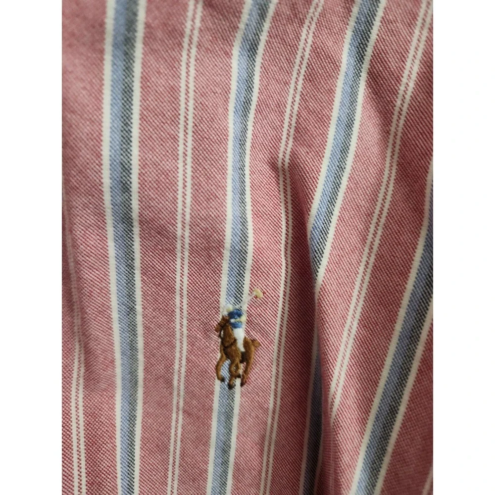 Polo Ralph Lauren Mens XXL Classic Fit Striped Button Down Shirt Red Blue White